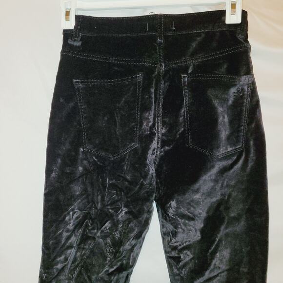 DL 1961 Chrissy black velvet ultra high rise button fly ankle pants Size 27 Goth - Picture 6 of 8